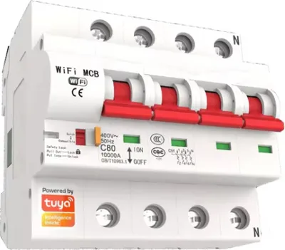 Obrázok produktu pre Wifi istič 40A - Tuya, 4-pólový, s ochranou proti skratu