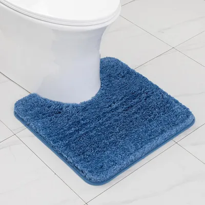 Immagine prodotto di Tappetino da bagno a forma di U, antiscivolo, blu, 50x50 cm, in microfibra