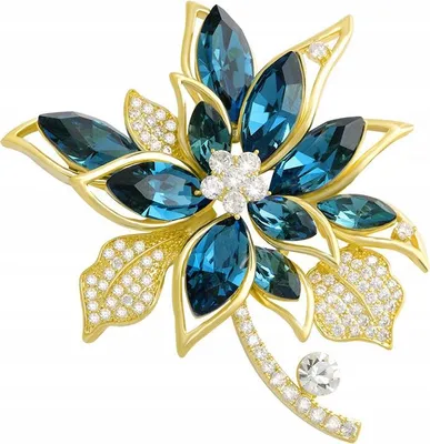 Produktbild von PINETS Blume mit Zirkonia Brosche 14 Karat vergoldet