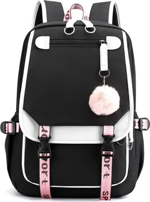 Produktbild von Rucksack, Studentenrucksack,Laptop-Rucksack, wasserbeständig, mit USB-Ladeanschluss, für Schule, Uni, Freizeit und Arbeit, Schwarz
