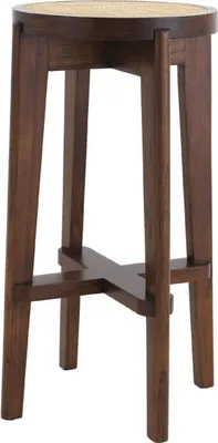 Produktbild von Casa Padrino Luxus Barhocker Braun / Naturfarben Ø 44 x H. 76,5 cm - Runder Massivholz Barstuhl - Bar Möbel