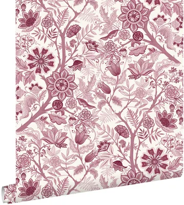Produktbild von ESTAhome Tapete Blumenmuster Burgunderrot 50 x 900 cm