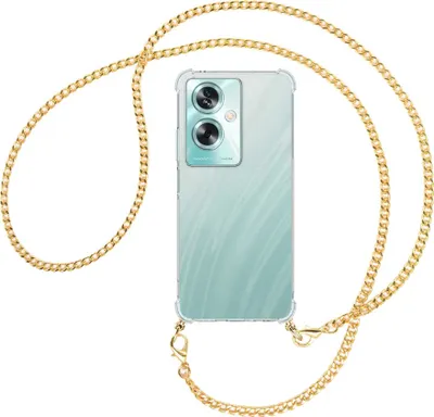 Produktbild von Handykette Backcover-Schutzhülle mit Band (Metall goldfarben) für Oppo A79 5G (6.72'') - goldfarbene Kette