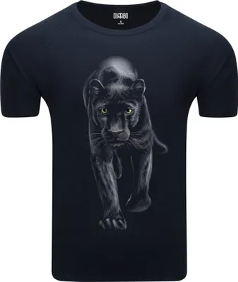 Produktbild von Diarbo Herren T-Shirt mit Aufdruck Wildtierporträts Panther Dunkelblau Gr.XL