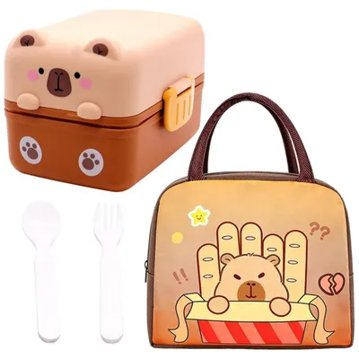 Produktbild von Capybara Lunchbox mit Fächern und Besteck