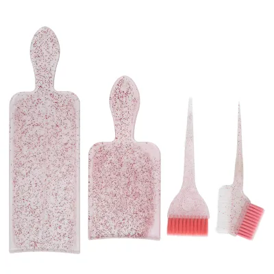 Image de Kit de coloration capillaire 4 pièces avec pinceau, mèches, colorants et décolorants pour salon de beauté, rose