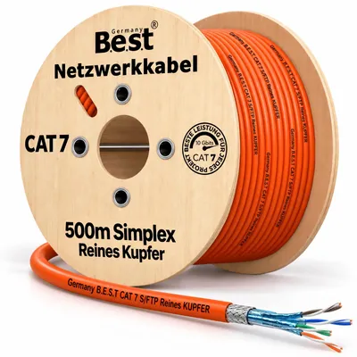Produktbild von B.E.S.T. CAT 7 Netzwerkkabel 500 m – Verlegekabel S/FTP, Kupfer, 1000 MHz