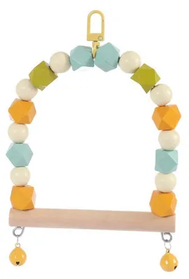 Immagine prodotto di Altalena per uccelli con campanello, 13 x 18 cm, legno e metallo, colore giallo