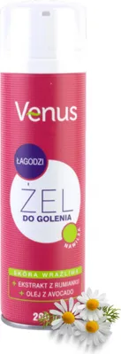 Zdjęcie produktu dla Żel Do Golenia Venus Rumianek I Awokado Dla Skóry Wrażliwej 200 Ml