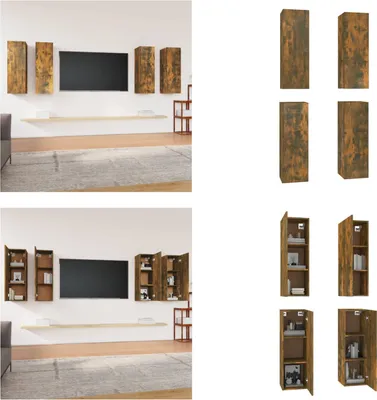 Produktbild von vidaXL TV Schränke 4 Stk. Räuchereiche 30,5x30x90 cm Holzwerkstoff - TV-Schrank - TV-Schränke - TV-Möbel - TV-Ständer