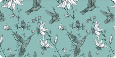 Produktbild von MuchoWow® Mauspad Mousepad Muster - Vogel - Blume 60x30 cm - Mousepads - Maus Mat - Pad - Mausunterlage - Nachhaltig