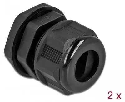 Produktbild von DeLOCK Kabelverschraubung PG16 für Flachkabel schwarz 2 Stück, Schwarz, Kunststoff, 2 Stück(e), PG16, 1,4 cm, IP68
