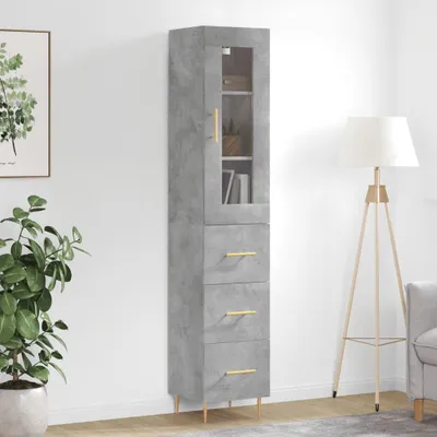 Produktbild von vidaXL Highboard Betongrau 34,5x34x180 cm Holzwerkstoff