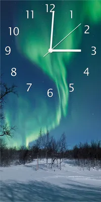 Produktbild von Wallario Design Wanduhr Polarlicht in Schweden aus Echtglas, Größe 30 x 60 cm