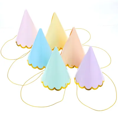6 bunte Partyhüte aus Papier, 15,8 x 10,5 cm, für Geburtstag