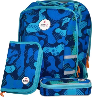 Produktbild von Frontbag Schulranzen Set 4tlg. Blau Camoublue Schulrucksack Schulranzenrucksack Rucksack