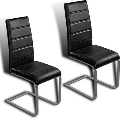 Produktbild von Freischwinger Esszimmerstuhl Küchenstuhl 2er Set Stuhl Schwingstuhl Schwarz