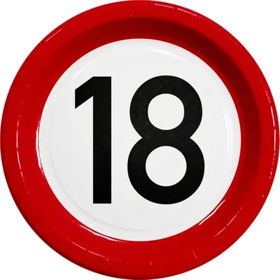 Produktbild von 10 Pappteller 18. Geburtstag Verkehrsschild