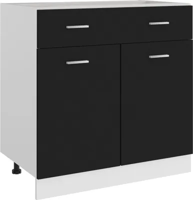 Produktbild von Schubunterschrank Lyon Schwarz 80x46x81,5 cm Holzwerkstoff