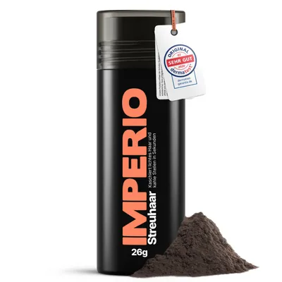 Produktbild von IMPERIO Streuhaar zur Haarverdichtung & vollem Haar in Sekunden. Schütthaar für einen authentischen Look. In Premium Friseurqualität - 26g (dunkelbraun)