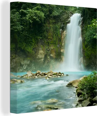 Produktbild von MuchoWow® - Leinwandbilder - Dschungel - Natur - Wasserfall, Wandbild, Wanddeko Bilder Wohnzimmer, 20x20 cm