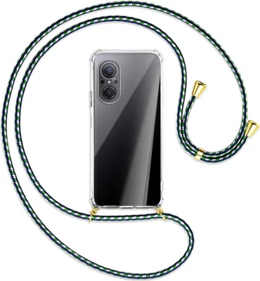 Produktbild von Handykette Backcover-Schutzhülle mit Band (Metall goldfarben) für Huawei nova 9 SE - grün/blau/weiß