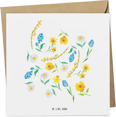 Produktbild von Mr. & Mrs. Panda Glückwunschkarte Frühlingserwachen Design - Weiß - Geschenk, faltkarte, Blumen, anlasskarte, Natur, Grußkarte, doppelkarte, Sommerblumen, Klappkarte
