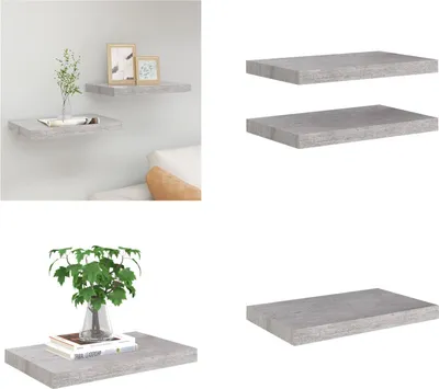 Obrázek produktu pro vidaXL Plovoucí police 2 ks. Betonově šedá 50x23x3,8 cm MDF - Nástěnná police - Nástěnné police - Plovoucí nástěnná police - Plovoucí nástěnná police