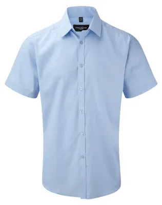 Image de Chemise pour homme Russell à motif chevrons discret, manches courtes FK766 (42) (bleu clair)