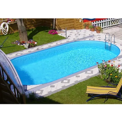 Produktbild von Steinbach Stahlwand Swimming Pool Set "Styria oval" sandfarbene Poolfolie 625 x 360 x 150 cm