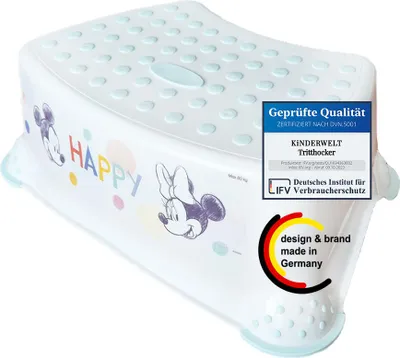 Produktbild von KiNDERWELT Premium Tritthocker für Kinder und Babys, weiß, Tritthocker Stufe für Kleinkinder ab 18 Monaten, abwischbar, rutschfest und BPA-frei