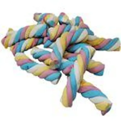 Zdjęcie produktu dla Sznury bekonowe Mellow Mellow Rainbow ze skręconym piankowym kablem cukrowym 1000g