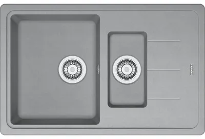 Produktbild von Basis, BFG 651-78, 780x500mm, Reversibel, Steingrau, Siebkorb-Excenterventil 3 1/2", Überlauf, Abtropfbecken Edelstahl
