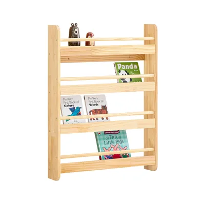 Produktbild von SoBuy Bücherregal Kinder Wandregal Kinderzimmer Kinderregal Aufbewahrungsregal mit 4 Ablagen für Bücher Spielzeug & Deko Kinderzimmer Möbel KMB08-K-N