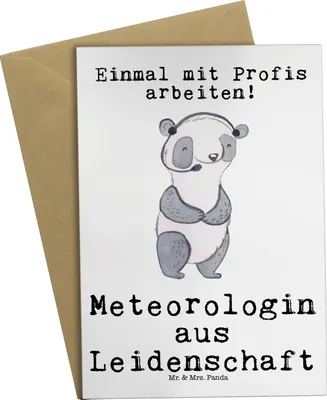 Produktbild von Mr. & Mrs. Panda Glückwunschkarte Meteorologin Leidenschaft - Weiß - Geschenk, osterkarten, Grußkarten, einladungskarten, Grußkarte, weihnachtskarten