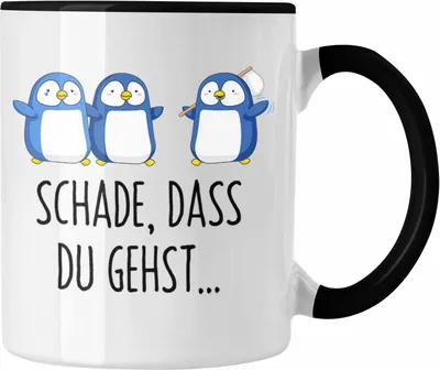 Produktbild von Trendation - Jobwechsel Tasse Geschenk Kollegin Kollege Abschied Lustig Abschiedsgeschenk Sprüche Neuer Job Schade Dass Du Gehst (Schwarz)
