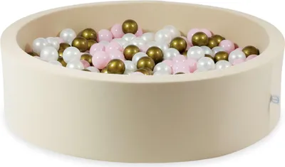 Produktbild von Trockenpool 110x30 beige mit 400 Bällen: Perlmutt, Hellrosa, Altgold
