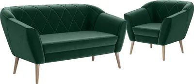 Produktbild von MEBLINI Mini Sofa Set 2-1 für Wohnzimmer - Mini Lounge für drei Personen - Küchensofa - Sofa Klein - Sitzgarnitur - Polstergarnitur - Sofagarnituren - GISELA - 2+1 - Grün Samt