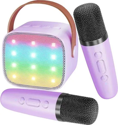 Zdjęcie produktu dla Zestaw do karaoke dla dorosłych – mikrofon Bluetooth dla dorosłych – odtwarzacz karaoke z funkcją ładowania (fioletowy)