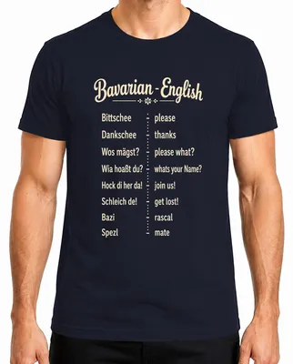Productafbeelding van Beiers-Engels woordenboek, Bazi Spezl Bayern, statement-shirt voor heren, marineblauw, maat S