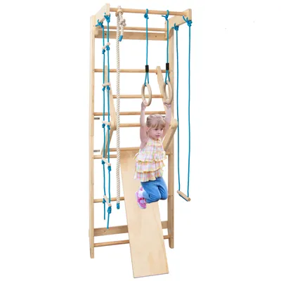 Produktbild von GOPLUS Sprossenwand Holz, Kletterwand mit Stange, Turnwand 100 kg Belastbar, Klettergerüst für Kinder & Erwachse, Wandmontage