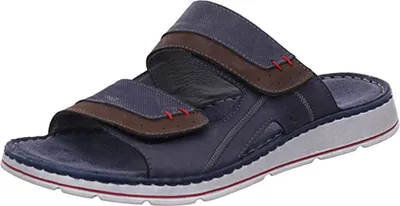 Produktbild von Rohde Herren Pantoletten Clogs Leder Klettverschluss Brunello 5984, Größe:41 EU, Farbe:Blau