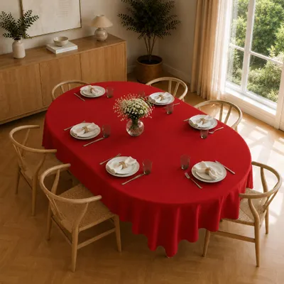 Immagine prodotto di Tovaglia ovale 160 x 220 cm per tavolo da cucina e da pranzo in rosso scuro