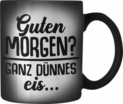 Produktbild von Trendation - Guten Morgen? Ganz Dünnes Eis Farbwechsel Zauber-Tasse Geschenk Lehrer Geschenkidee Kollegen Kollegin (Schwarz)