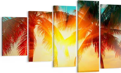 Produktbild von Bild auf Leinwand - Leinwandbild - Meer Palme Wasser - 100x60cm - Wand Bild - Wanddeko - Wandbilder - Leinwanddruck - Bilder - Kunstdruck - Wanddekoration - Leinwand bilder - Wandkunst - EG100x60-4018