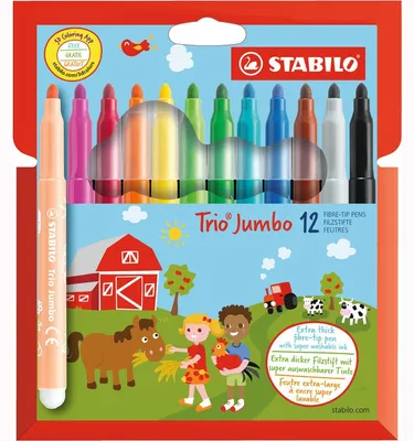 Zdjęcie produktu dla Gruby flamaster - STABILO Trio Jumbo - Opakowanie 12 sztuk - 12 kolorów