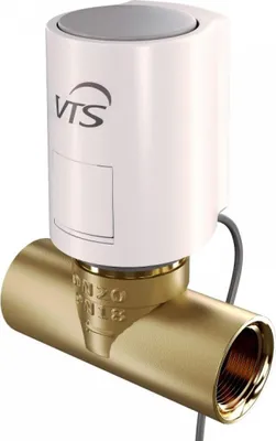 A product shot of a valve with an electric actuator.
