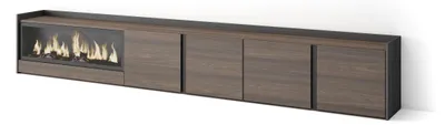Immagine prodotto di Mobili TV effetto legno rovere e nero 315x35x50cm camino effetto fuoco