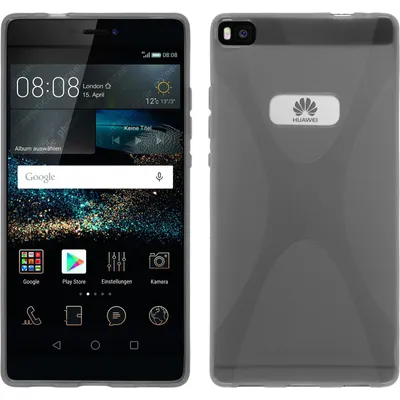 Produktbild von PhoneNatic Case kompatibel mit Huawei P8 - grau Silikon Hülle X-Style + 2 Schutzfolien