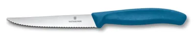 Image de Swiss Classic, couteau à steak et à pizza, 11 cm, dentelé, bleu